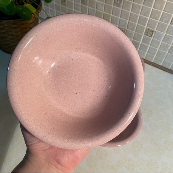 Vintage 14 piece Pink Speckled Granite Japan Stonware plate set Barbiecore - Picture 10 of 14